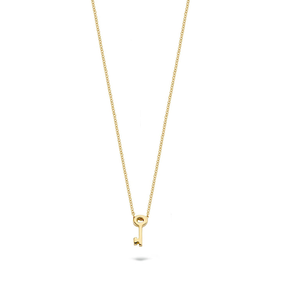 Diamond pavé yellow gold key pendant — J. Sampieri