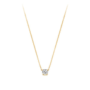 Yellow Gold Solitaire Pendant with Zirconia