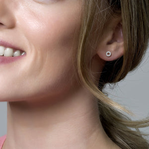 Gold Ear Studs with Zirconia