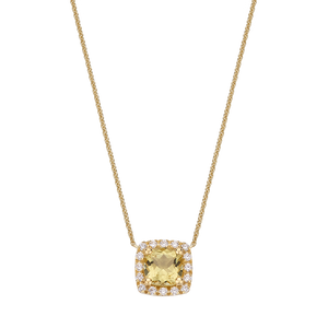 Grace Yellow Beryl Cushion Necklace