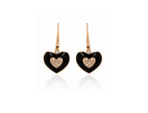 Venus Black Heart Dangle Earrings