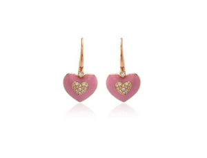 Venus Dangle Pink Heart Earrings